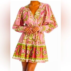 FARM Rio Pink and Green Floral Mini Dress